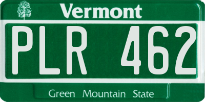 VT license plate PLR462