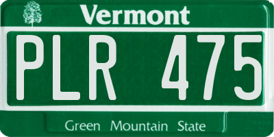 VT license plate PLR475