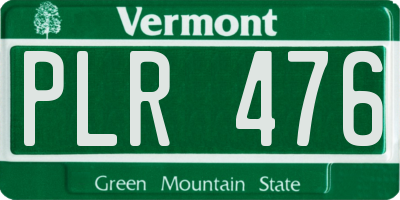 VT license plate PLR476