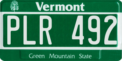 VT license plate PLR492