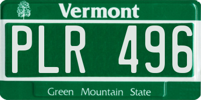 VT license plate PLR496