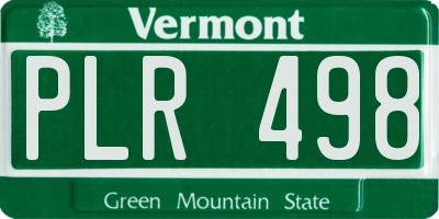 VT license plate PLR498