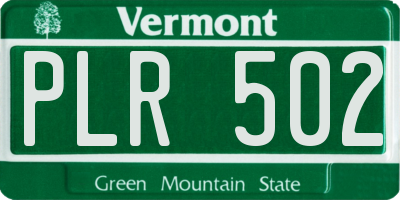 VT license plate PLR502