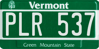 VT license plate PLR537
