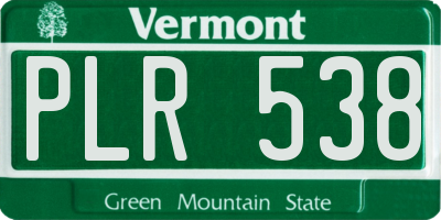VT license plate PLR538