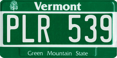 VT license plate PLR539