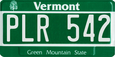 VT license plate PLR542