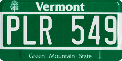 VT license plate PLR549