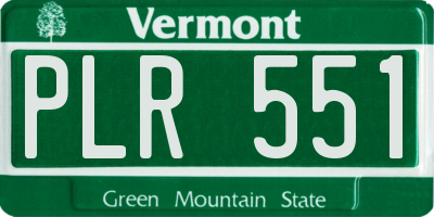 VT license plate PLR551