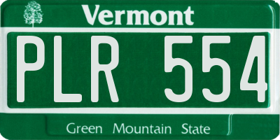 VT license plate PLR554