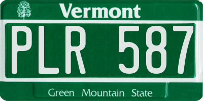 VT license plate PLR587