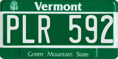 VT license plate PLR592