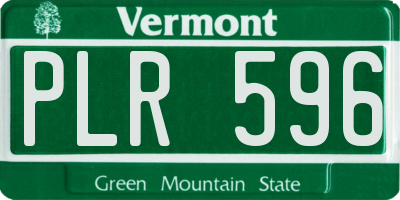 VT license plate PLR596