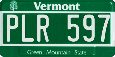 VT license plate PLR597