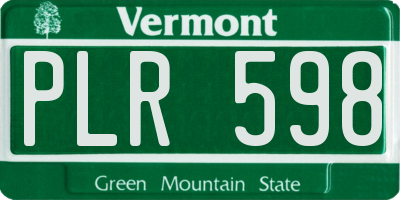 VT license plate PLR598