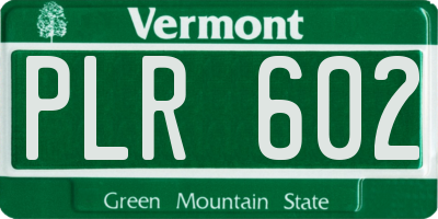 VT license plate PLR602