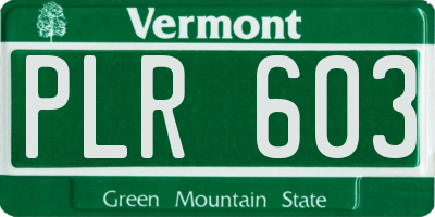 VT license plate PLR603