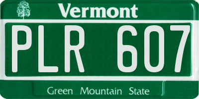 VT license plate PLR607