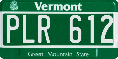 VT license plate PLR612