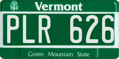 VT license plate PLR626