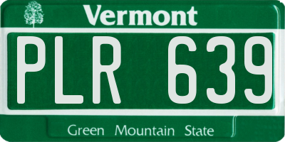 VT license plate PLR639