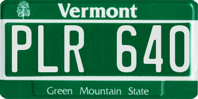 VT license plate PLR640