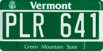 VT license plate PLR641
