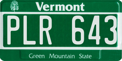 VT license plate PLR643
