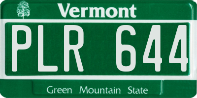 VT license plate PLR644