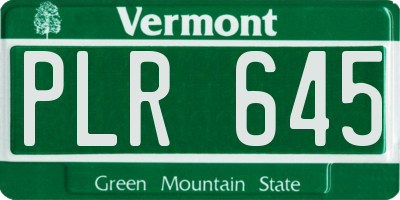 VT license plate PLR645