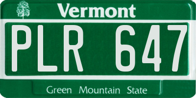 VT license plate PLR647