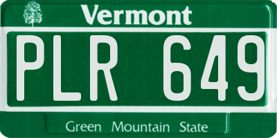 VT license plate PLR649