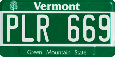 VT license plate PLR669