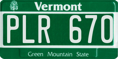 VT license plate PLR670