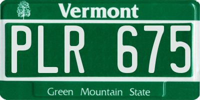VT license plate PLR675