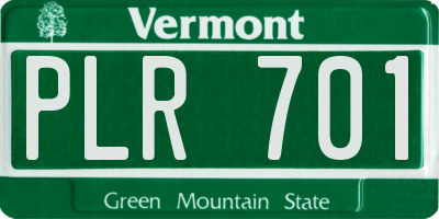 VT license plate PLR701
