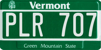 VT license plate PLR707