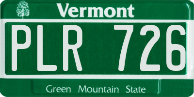 VT license plate PLR726