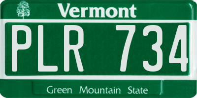 VT license plate PLR734