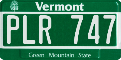 VT license plate PLR747