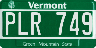 VT license plate PLR749