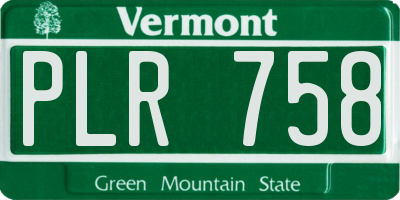 VT license plate PLR758