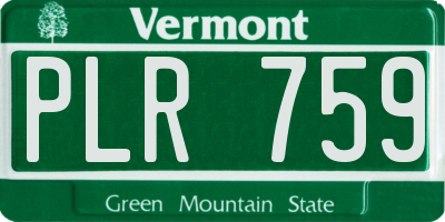 VT license plate PLR759