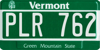 VT license plate PLR762