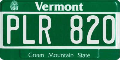 VT license plate PLR820