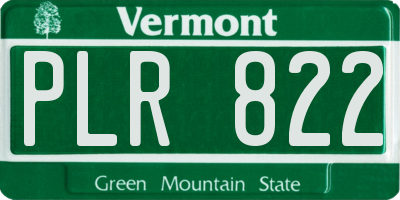 VT license plate PLR822