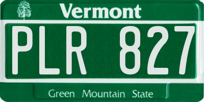 VT license plate PLR827