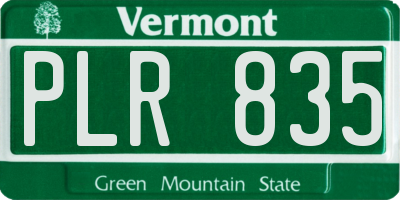 VT license plate PLR835