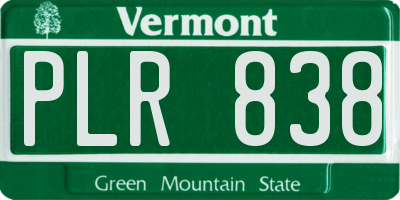 VT license plate PLR838