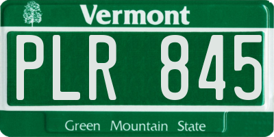 VT license plate PLR845